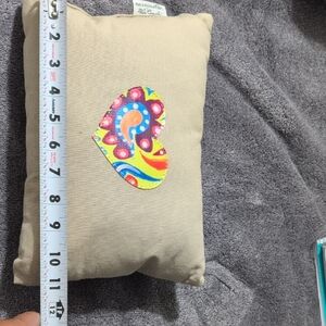 Heart Accent Pillow - Beige with Multicolor Heart